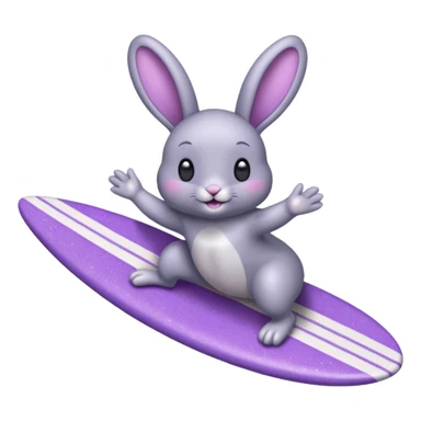 Glitter happy gray bunny purple cian surf sticker