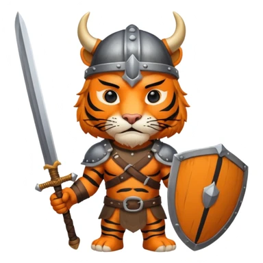 tiger with viking helmet and sword sticker