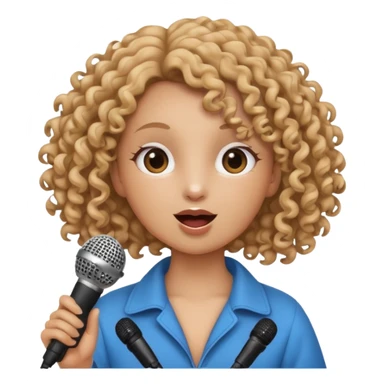 curly bunnie singing , holding mic sticker