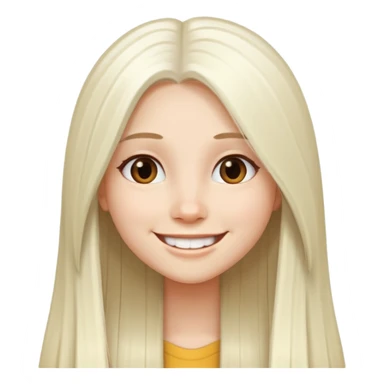 girl with long white  straight hair and smile sticker