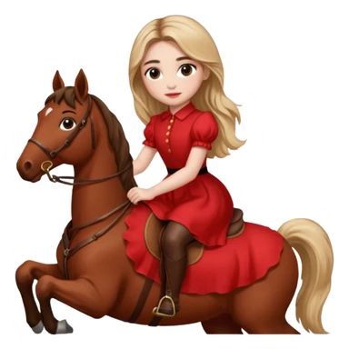 sabrina carpenter wearing red dress while riding a horse sticker
