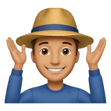smiling man lifting hat in greeting sticker