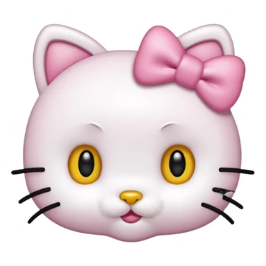 hello kitty, no mouth, yellow nose, black beady eyes, a pink bow on her right ear, it has to look accurate to hello kitty, just her head, no body sticker