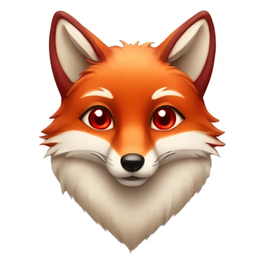 deep lush red fox face with tiny red heart instead of eyes sticker