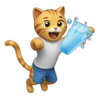 throwing water at cat sticker