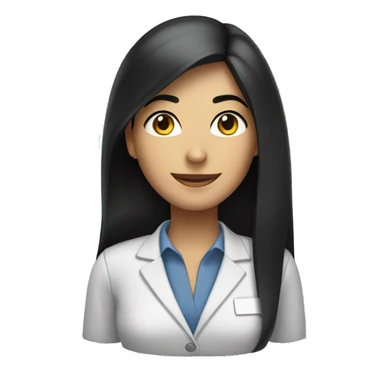 smiling black hair black eyes long straight hair white skin corporate worker woman half body sticker