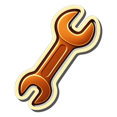 make me a white colour or brown wrench with white outline sticker