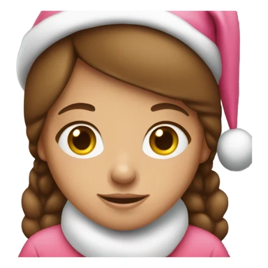 girl with brown hair wearing a pink santa hat sticker