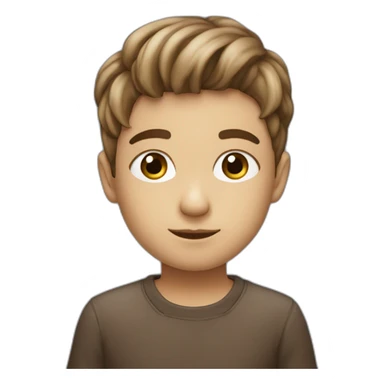 un niño con pelo liso y cafe claro con ojos azules sticker