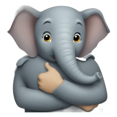 elephant with white man hugging sticker