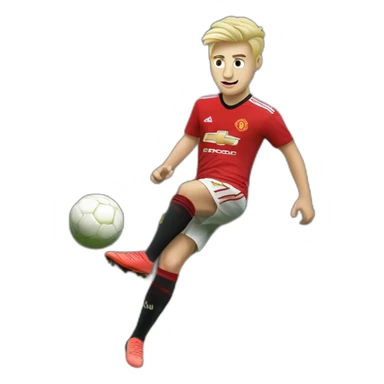 blonde manchester united player kicking sticker