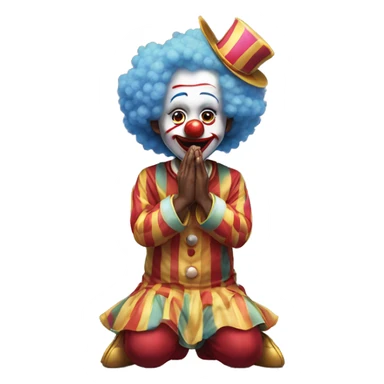 Clown bowing down and kneeling in worship and praying  sticker