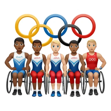 paralympic games avec des athletes disable avec les anneaux sticker