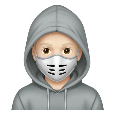 A guy with a mask and a hoodie sticker