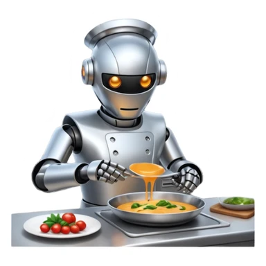 obot chef preparing a gourmet meal in a futuristic kitchen sticker