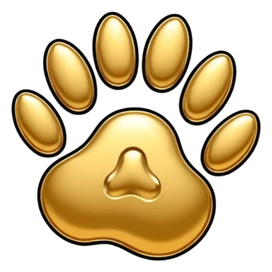 stylized golden animal paw print with shiny details and black outlines sticker