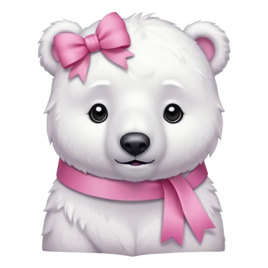white polar bear with pink ribbon sticker
