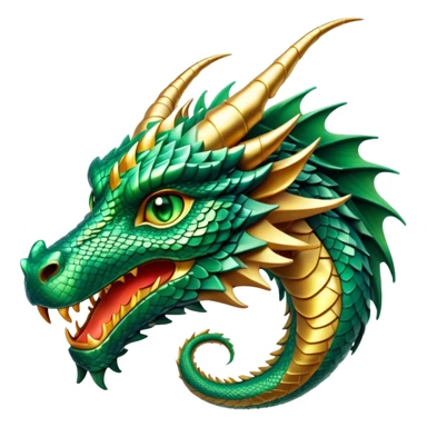 cinematic-noble-dragon-portrait-emoji,-poised-and-majestic,-with-a-sinuous,-elongated-body-covered-in-intricately-detailed,-shimmering-scales-in-hues-of-emerald-and-gold,-and-piercing,-fiery-eyes-that-reflect-ancient-wisdom; sticker
