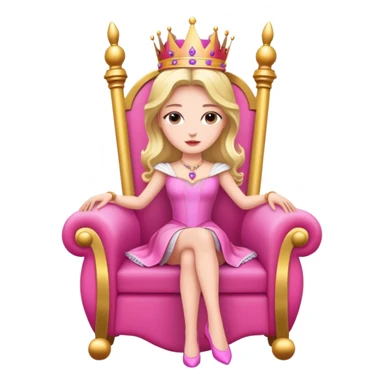 pretty queen sitting on pink throne sticker