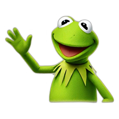 Kermit the frog waving hand or saying hello sticker