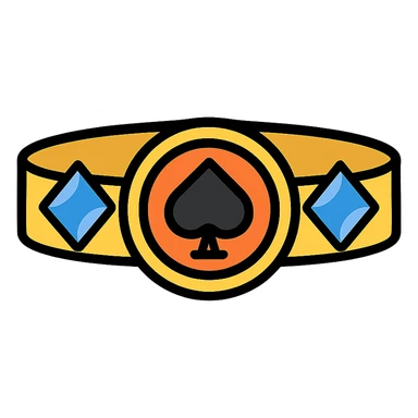 poker bracelet with diamonds and spade emblem, lineal color icon style, black outlines sticker