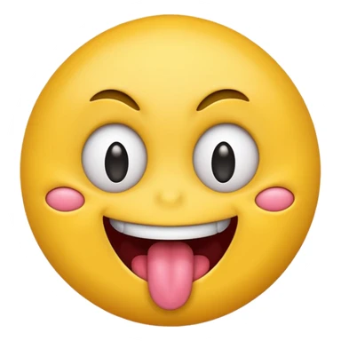 yellow emoji face with crazy eyes emerging from face and tongue sticking out wildly  sticker
