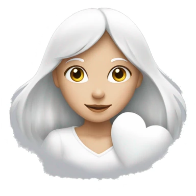 white colour heart with girl sticker