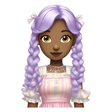 girl with light purple hair wearing a pastel rainbow lolita style dress sticker
