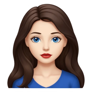 Woman with fair skin long brunette hair dark blue eyes and full lips sticker