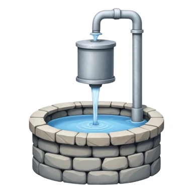 a minimalistic water well made out of stone sticker