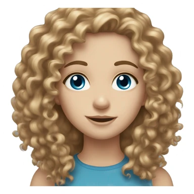White girl curly light brown hair blue eyes sticker