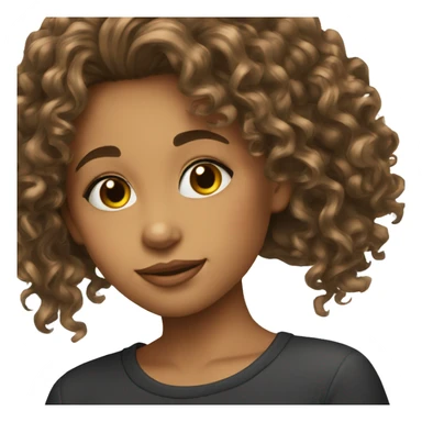 a girl emoji that is so beatiful with long curly hair black sticker