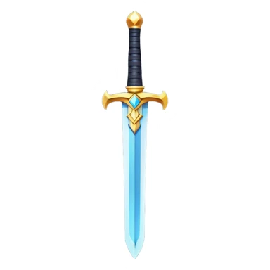 Clash of Clans aesthetic: Cinematic Playful Pixel 3D Sword Portrait Emoji, rendered in a 3D vector-style similar to standard emojis with minimal shading and bold, simplified shapes. A compact, distinct form with signature details, softly glowing with a pixelated adventure charm. Simplified yet unmistakably iconic, highly detailed and consistent, glowing with a soft radiance and high shine. Stylized with a touch of classic pixel-art charm and a soft glowing outline, capturing the essence of a beloved gaming relic with a friendly, playful manner! sticker