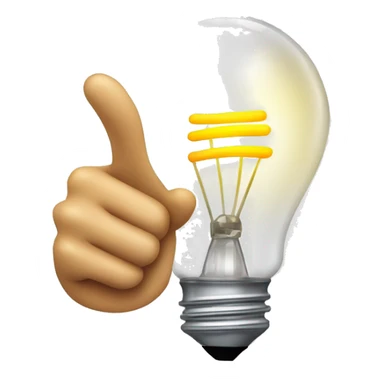 lightbulb and a pointing hand, symbolizing a helpful tip or recommendation sticker