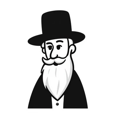 hand-drawn doodle of a Jewish rabbi with beard and hat, simple lines sticker