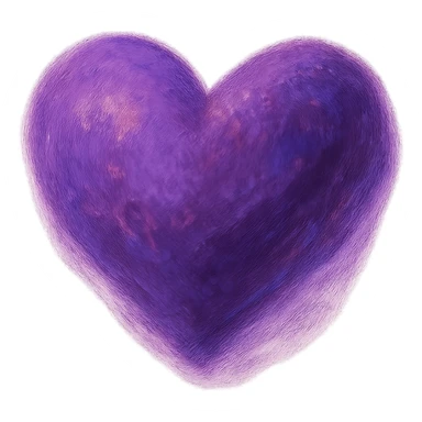 purple heart, ghibli style, painterly, no text, transparent background sticker