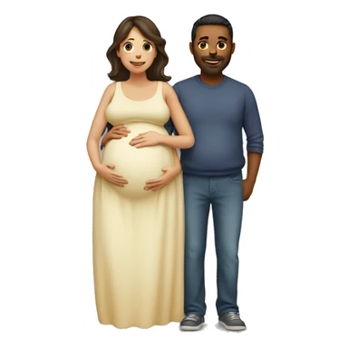 A pregnant woman with her husband  sticker