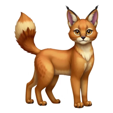 Colorful tropical exotic cute cool beautiful shiny beautiful fantasy-caracal-Cacomistle-Trico-oncilla-animal-Fakémon-hybrid-fursona (full body) sticker