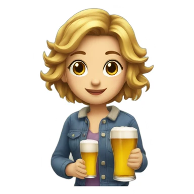 Lucie lucas avec une bière sticker