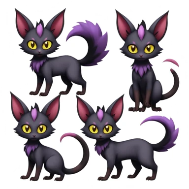 Dark gloomy gothic Black edgy cute Noivern-Noibat-Purloin-Torracat-Lykoi-Caracal-cat-Fakemon-fusion-hybrid-creature with an imp tail  sticker