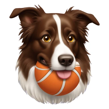 Brown Border collie with a ball in his mouth  sticker
