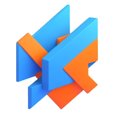 abstract blue 3D geometric logo, minimalist sticker