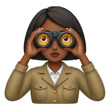 black heavy set girl looking through binoculars  sticker