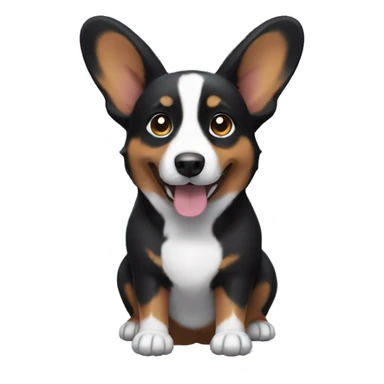 Black corgi with droppy ears  sticker