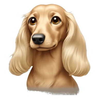 Light Beige color long hair long face small eye dachshund full body  sticker