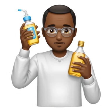 Diddy holding baby oil at a party sticker