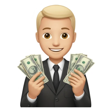 happy businessman with money sticker