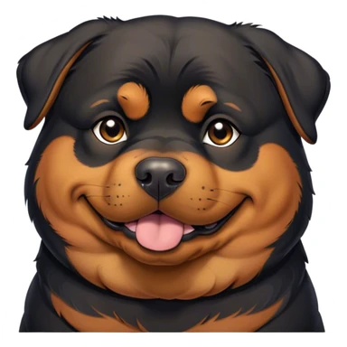 Cinematic Meme-Worthy Chubby Sleeping Rottweiler Portrait Emoji, Head resting peacefully with a contented smile, featuring a delightfully chubby build and a luxuriously soft black and tan coat, eyes shut in a serene nap, Simplified yet hilariously adorable features, highly detailed, glowing with a soft, drowsy light, high shine, relaxed and utterly lovable, stylized with an air of playful laziness, bright and endearing, soft glowing outline, capturing the essence of a comically sleepy guardian, so meme-worthy it feels like it could instantly become the next viral sensation of adorable slumber! sticker