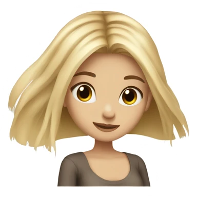 blonde straight hair, brown eyes girl, long hair sticker