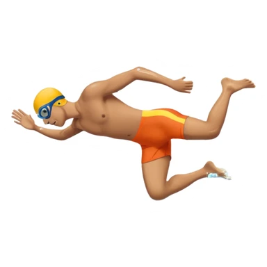 Sporty emoji of a swimmer diving into a pool, side view, dynamic motion, clear diving posture, splash effect, bold colors, emoji s sticker